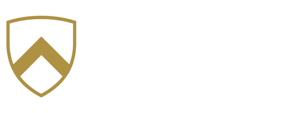 logo and wordmark updated horizontal gold icon (reduced size), white font